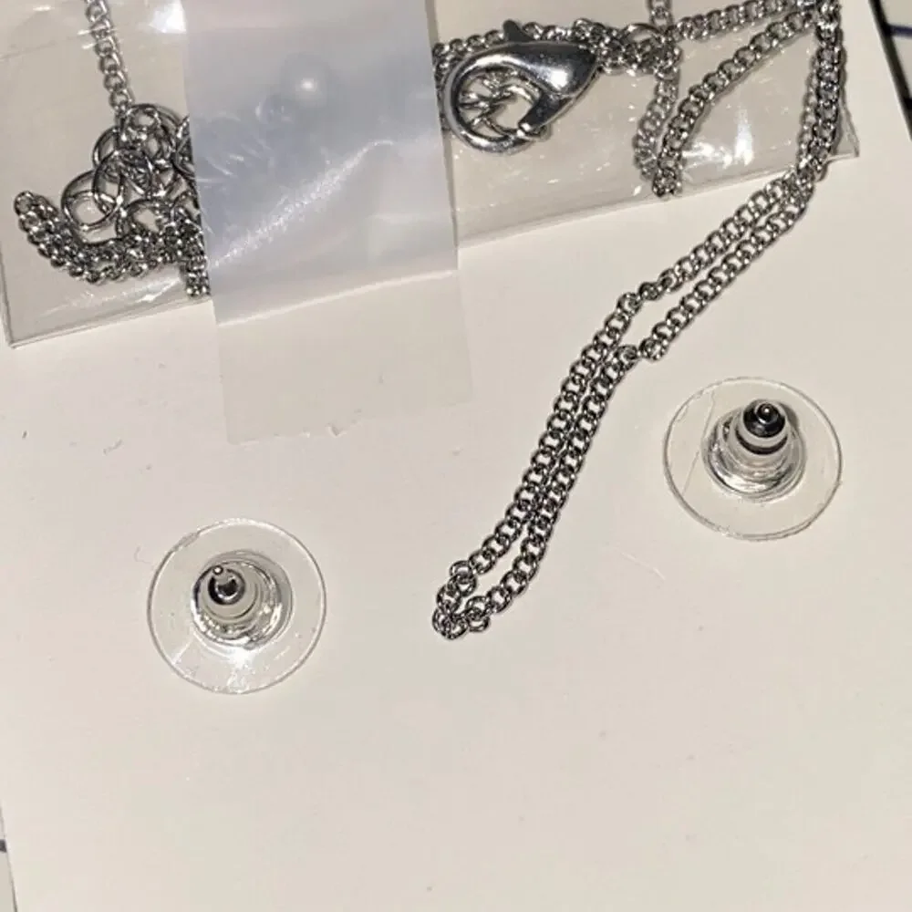 Gemma Simone Demi Silver Necklace & Earring Set Matte Black New in Box